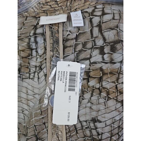 Chico's PYTHON PRINCESS MARCELA PATTERN Shimmer Lightweight JACKET 3(16) NWT$129 - Picture 13 of 16
